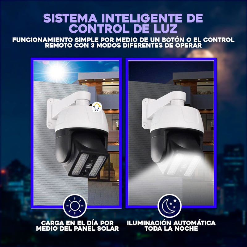 Lámpara Panel Solar Cámara Falsa Reflector Exterior Sensor Movimiento